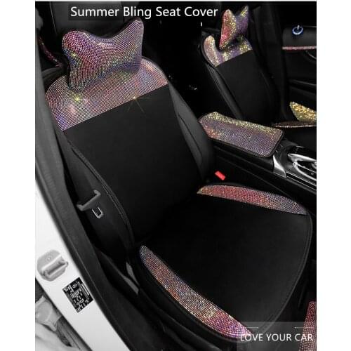 Seat Covers for Cars Universal Full Set Girly Bling Accessories Women Cushion Vintage Classic Interior Summer Ice Silk Type