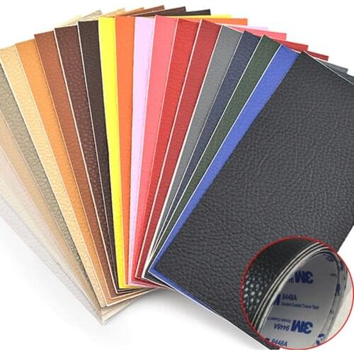 Litchi Faux Synthetic Sofa Leather Repair Self Adhesive Patch PU Paste Self Stick On Chair Table Repair Car Bed Sticker Badge
