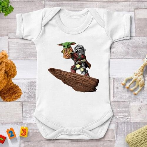 Baby Rompers For Baby Girl Baby Boy Mandalorian And Baby Jedi Yoda Printed Cute Cartoon Newborn Bodysuits Infant Playsuits 0-24M