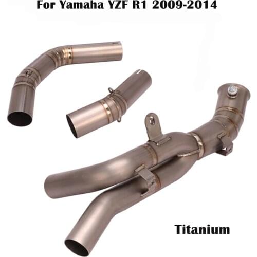 For Yamaha YZF R1 2009-2014 Titanium Motorcycle Exhaust Muffler Mid Link Pipes Connect Tube Remove No Cat Set System
