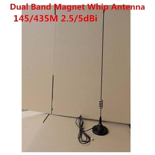 Dual band 145/435MHz vehicle whip antenna 3m RG58 cable gps tracking mobile radio car roof mount antenna