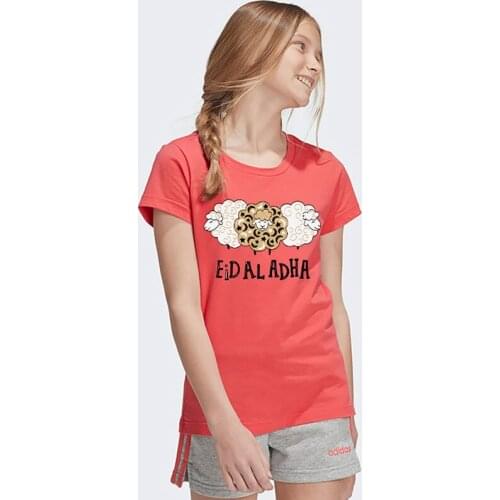 Eid al-Adha Unisex Summer Children Clothing Cute Cartoon Boy And Girl T-shirt Aesthetics Fun Kid Tops O-Neck White Short Sleeve