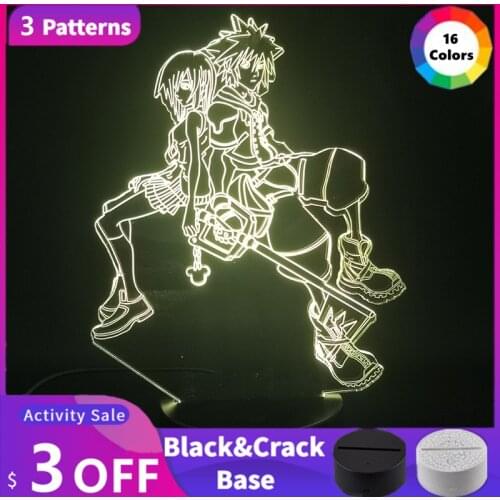 Games Kingdom Hearts Setup Figure Sora Keyblade Lamp Gaming Room Decor Luces For Gamer Kid Quarto Decoration Figuras Luz RGB LED