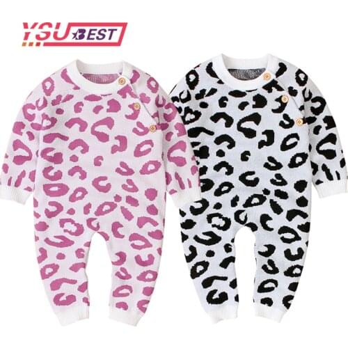 0-24M Baby Knit Rompers Comfortable Baby Clothes Newborn Baby Romper Leopard Baby Girl Romper Autumn Infant Baby Boy Romper