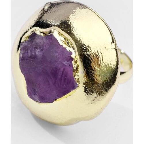 LUNA CHIAO Women Fashion Jewelry Natural Amythest Stone Statement Rings