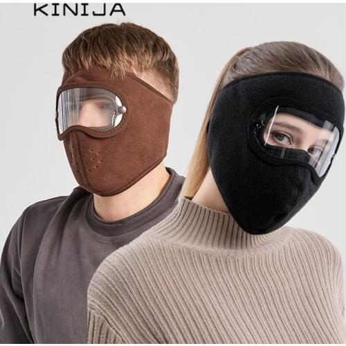 2020Winter men cycling ski breathable mask for face women woolen fashion High definition anti fog goggles face shield warm visor