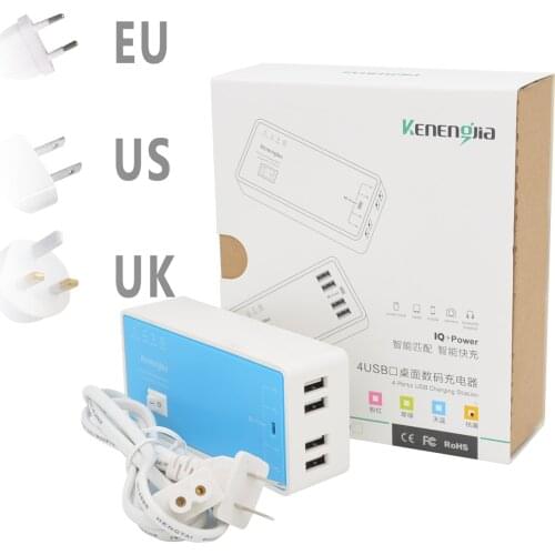 Multi-function 4 USB Ports Smart Wall Charger Max 5V 4A Power AC Adapter AU EU UK Plug For pad/phone