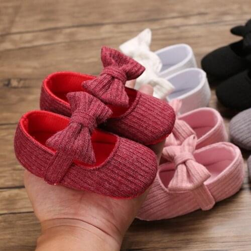 2020 Baby First Walkers Clothing Baby Shoes Toddler Baby Pram Girls Princess Moccasins Bowknot Solid Soft Shoes 0-18M