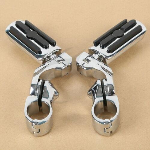 Motorcycle 1-1/4" Short Angled Adjustable Highway Foot Pegs Peg Mount For Harley