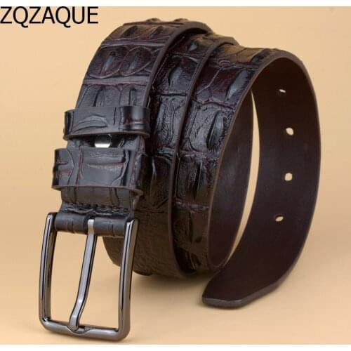 MEN 2021 Luxury First Layer Genuine Cow Leather Belts For Men Fashion Crocodile Pattern Leather Straps Wholesale Retail SY057