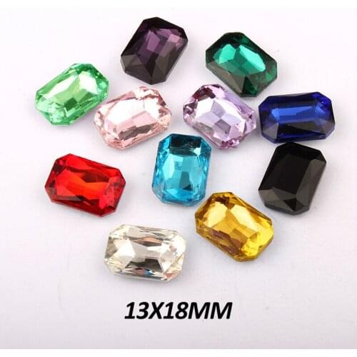 2017 New New Arrival Glass Bags Garment Rectangular Octagonal 13x18mm Pointback Stone 16 Colors Optional 30pcs Free Shipping