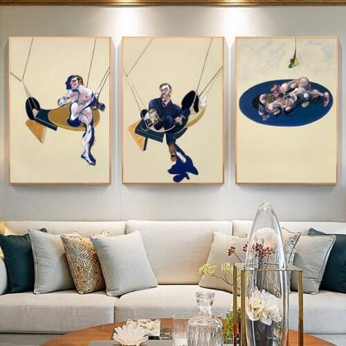 Hand Painted Oil Painting Abstract Wall Art Canvas Painting Francis Bacon Set Of 3 Triptych Posters Gallery Quality Modular