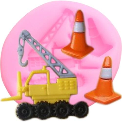 Construction Vehicle Crane Silicone Molds Cupcake Topper Fondant Mold Cake Decorating Tools Chocolate Gumpaste Moulds Clay Mould