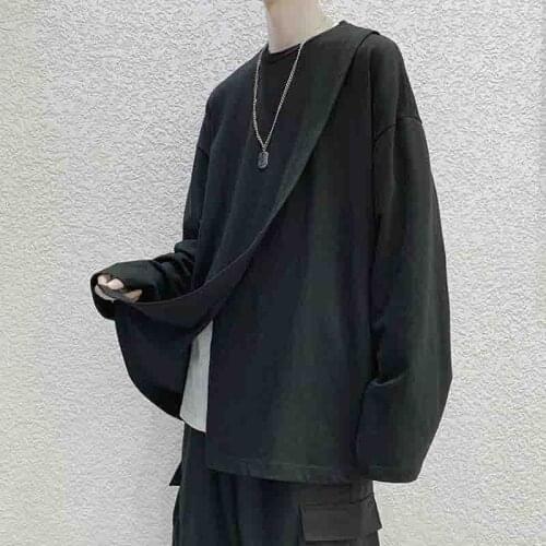 Long sleeve top mens T-shirt fashion brand boys Harajuku wind night club abstinence Department autumn big fork design sense hip