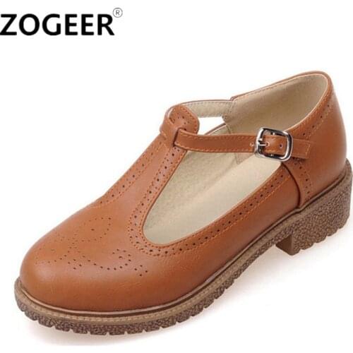 Fashion T-straps Oxford Shoes Women Flats New Spring 2020 Fashion Flat Heels Casual Shoes Women Black Brown Loafer Shoes