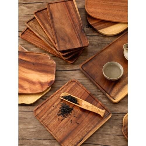 Walnut Solid Wood Japanese Pizza Tray Tableware Baking Grilled Steak Hotel Bowl Bread Cake Rectangular Fruit Plate