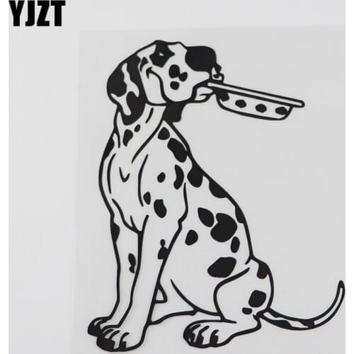 YJZT 11.1CMX13.8CM Funny Kitchen Dalmatian Puppy Dog Pet Decal Vinyl Car Sticker Black/Silver 8A-0579