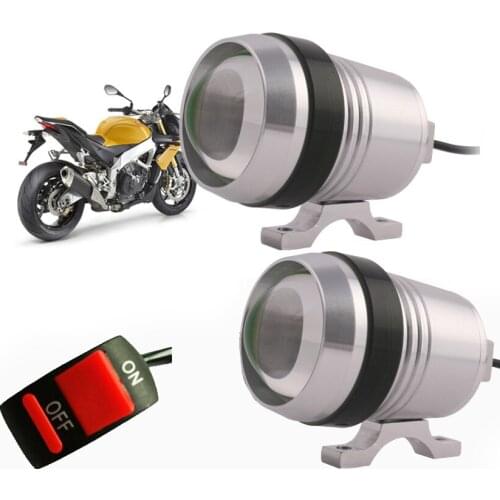 1pair U3 LED Motorbike Fog lamp Motorcycle Spotlight Driving auxiliary Light ATV DRL silver shell 12V 30W Headlight Angel Lamp