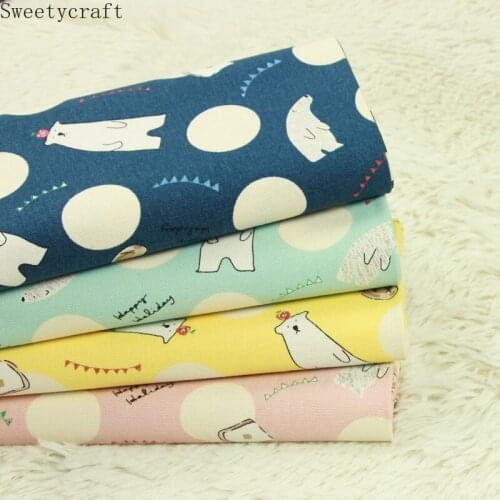 110x45cm High Quality Thick Cotton Fabric By Yard Bircle Bear Print Tissus DIY Sewing Bag cloth curtain pillow Party Home Decor