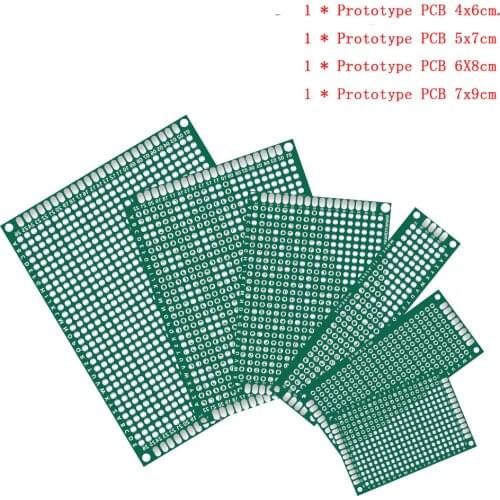 4pcs/lot 4x6 5x7 6x8 7x9 Double Sided PCB Board Prototype Kit Protoboard for DIY Soldering Project Compatible with Arduino Kit