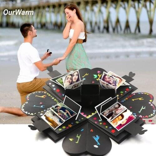 DIY Accessories Red Explosion Gift Box Assembly Fashion Handmade Photo Birthday Party Unique Design Creative Explosion Box Love