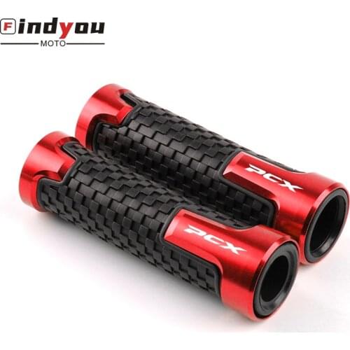 Motorcycle CNC Aluminum + Rubber Handlebar Hand Grips Gel Handle Grip for Honda PCX 150 125 Modified Accessories red