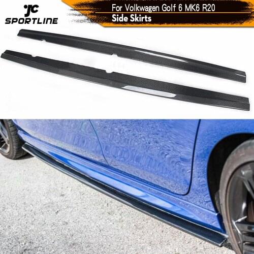 Car Side Skirts For Volkswagen VW Golf 6 VI MK6 R20 R Hatchback 2D 2010 - 2013 Door Side Skirts Extension Lip Carbon Fiber / FRP