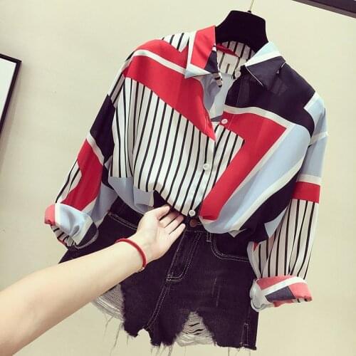 Blouse Women Shirt 2018 Season Loose-Fitting Weird Shirt Top Chiffon Womens Long Sleeve Blusas Ropa De Mujer