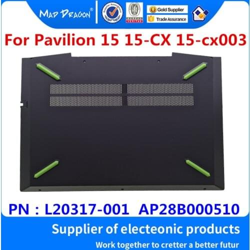 MAD DRAGON Brand Laptop Bottom Base Bottom Cover Assembly Black shell green mat for HP 15 15-CX 15-cx003 L20317-001 AP28B000510