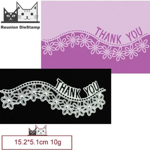 Flowers Thank You Lace Metal Cutting Dies Cut Die Mold Card Scrapbook Paper Craft Knife Mould Blade Punch Stencils 2021 New