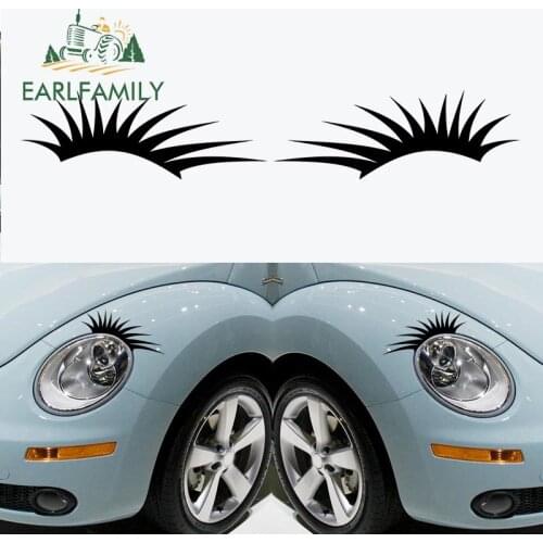 EARLFAMILY 13cm x 5cm Funny Car Sticker for Eyelashes Personality Decor Vinyl Waterproof Decals Waterproof Fake Lash Sticker