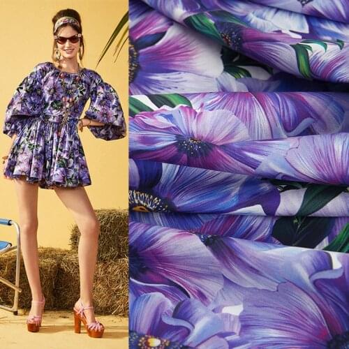 Purple sunflower printed cotton fabric meter 150 cm width shirt dress polyester fabric handmade DIY fabric wholesale cloth