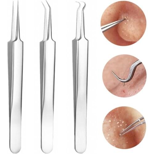Stainless Steel Acne Clip Blackhead Comedones Acne Blemish Extractor Remover Face Skin Care Pore Cleaner Needles Removal Tools