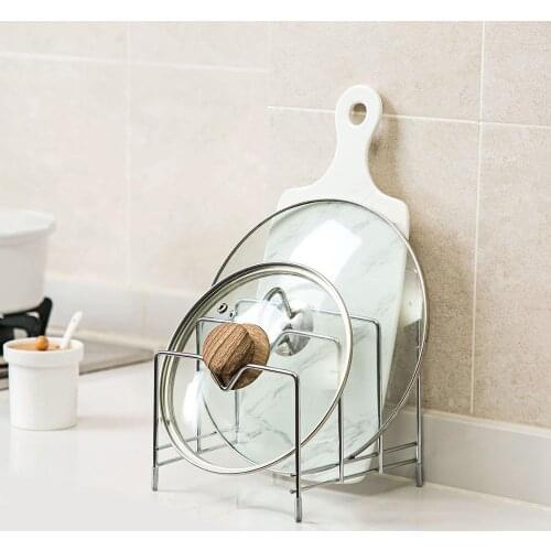 Stainless Steel Kitchen Shelf Cutting Board Holder Pan Cover Storage Rack Pot Lid Organizer Stand Dish Rack Kitchen Organizer