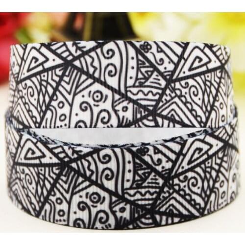 22mm 25mm 38mm 75mm Abstract pattern printed Grosgrain Ribbon party decoration 10 Yards X-03853