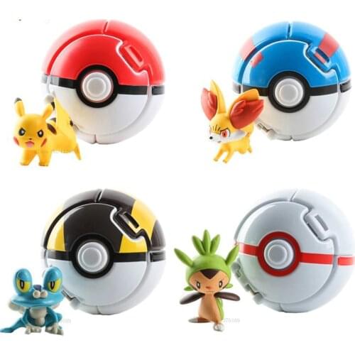 Hot Throw Automatically Bounce Pokeball With pokemon Figures Pikachu Toys 7CM