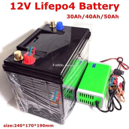 Lifepo4 12v 30Ah 40Ah 50Ah lithium battery pack use for car ebike motorbike replace lead acid UPS battery+5A charger