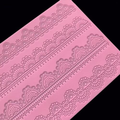 Minsunbak New Flower Lace Mold Fondant Cake Edge Decoration Tool Lace Silicone Mat