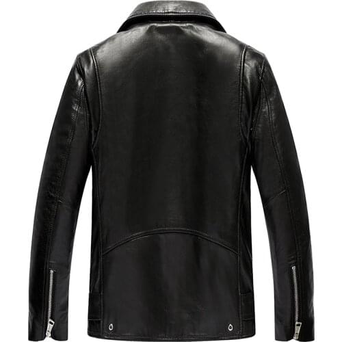 Genuine Jacket Men Real Sheepskin Leather Bomber Jackets Spring Autumn Motocycle Plus Size Coat 19-211 MF620
