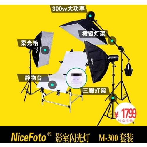 NiceFoto flash lamp m-300w photography light set clothes set photographic equipment