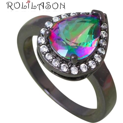 So Beautiful Rainbow Zirconia Silver Stamped Crystal Wedding Rings Health Fashion Jewelry USA size #6#7#8#9 OR766