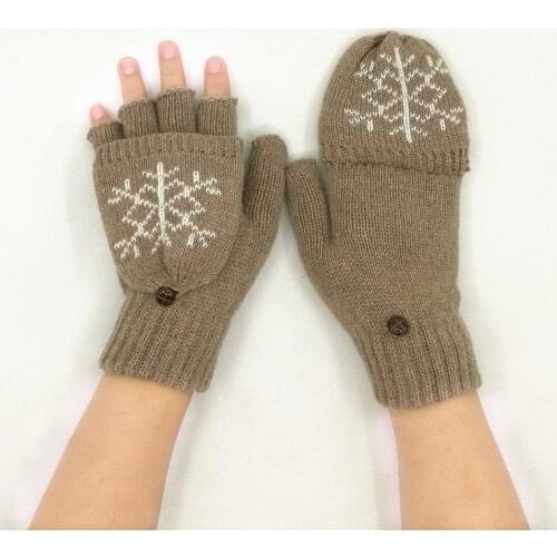 Cute deer snowflake cashmere men and women flip gloves Christmas gift couple warm gloves half finger magic gloves A62