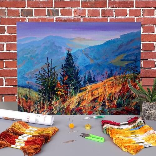 Landscape Gloomy Autumn Printed 11CT Cross-Stitch Patterns DIY Embroidery DMC Threads Craft Hobby Sewing Handicraft Gift