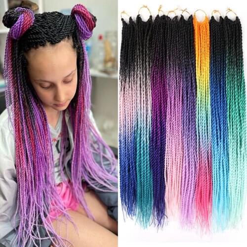 Full star Senegal Twist Braids Ombre Pink Grey Color Crochet Braid Hair Senegalese Spring Twist Pre Stretched Synthetic Hair