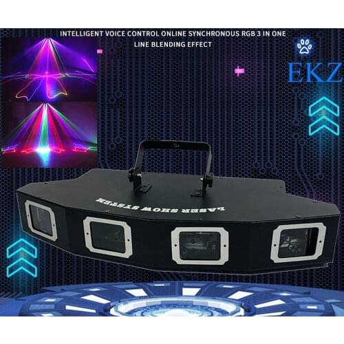 Four-head full-color laser light Dmx scanning LED laser stage projector voice control Dj disco party stage lighting effect