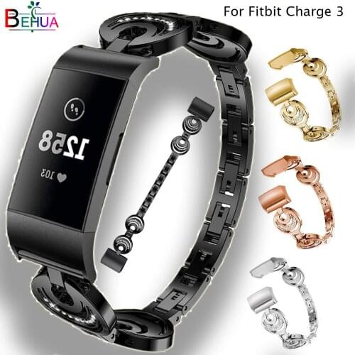 Crystal watchband strap For Fitbit Charge 3 band smartwatch women Accessories bracelet Wristband Replacement band For Charge 3