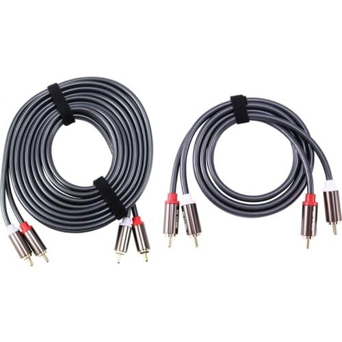 REXLIS 2 Pcs 2 Rca To 2 Rca Male To Male Hifi Audio Cable Speaker Wire for Tv Dvd Amplifier 3M & 1M