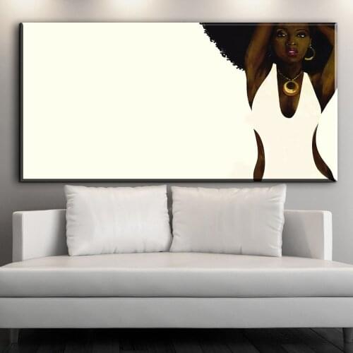 Hand Painted Wall Art Oil Painting African Black Abstract Portrait Art Canvas Afro Women Canvas Painting for Room Wall Decor