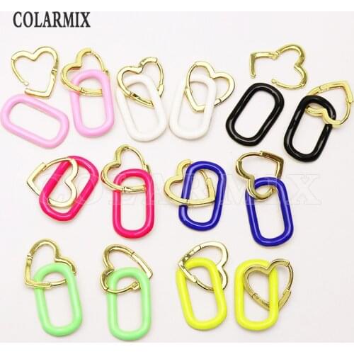 8Pairs Colorful Round Dangle earrings Candy color women jewelry Drop earrings Heart shape earrings jewelry Gift 8188