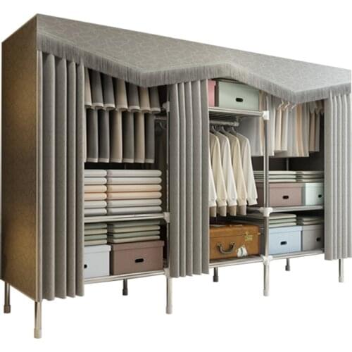 Wardrobe simple cloth wardrobe steel pipe bold reinforced simple wardrobe thickened Oxford cloth home wardrobe
